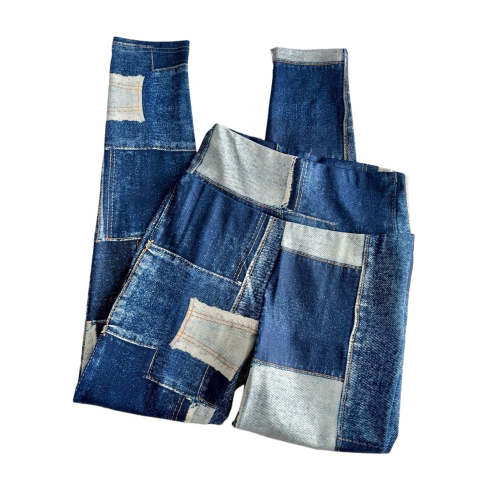 Patchwork Denim Stretch Leggings